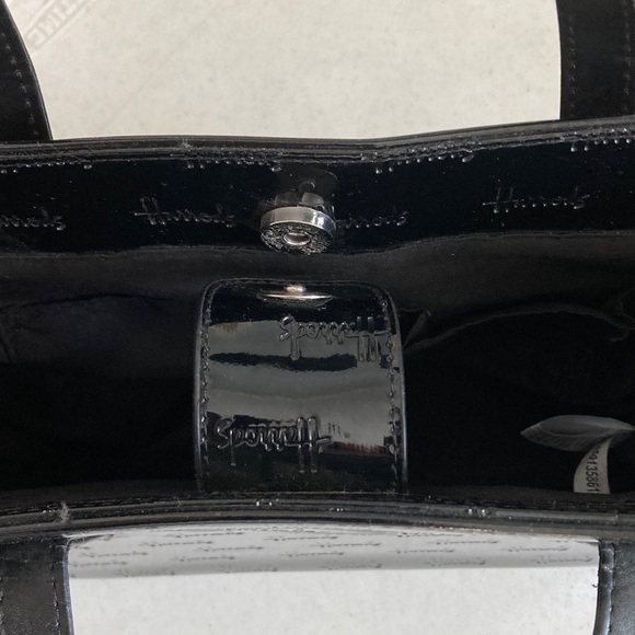 Harrods of London Shiny Patent Black Logo Tote - Picture 4 of 9